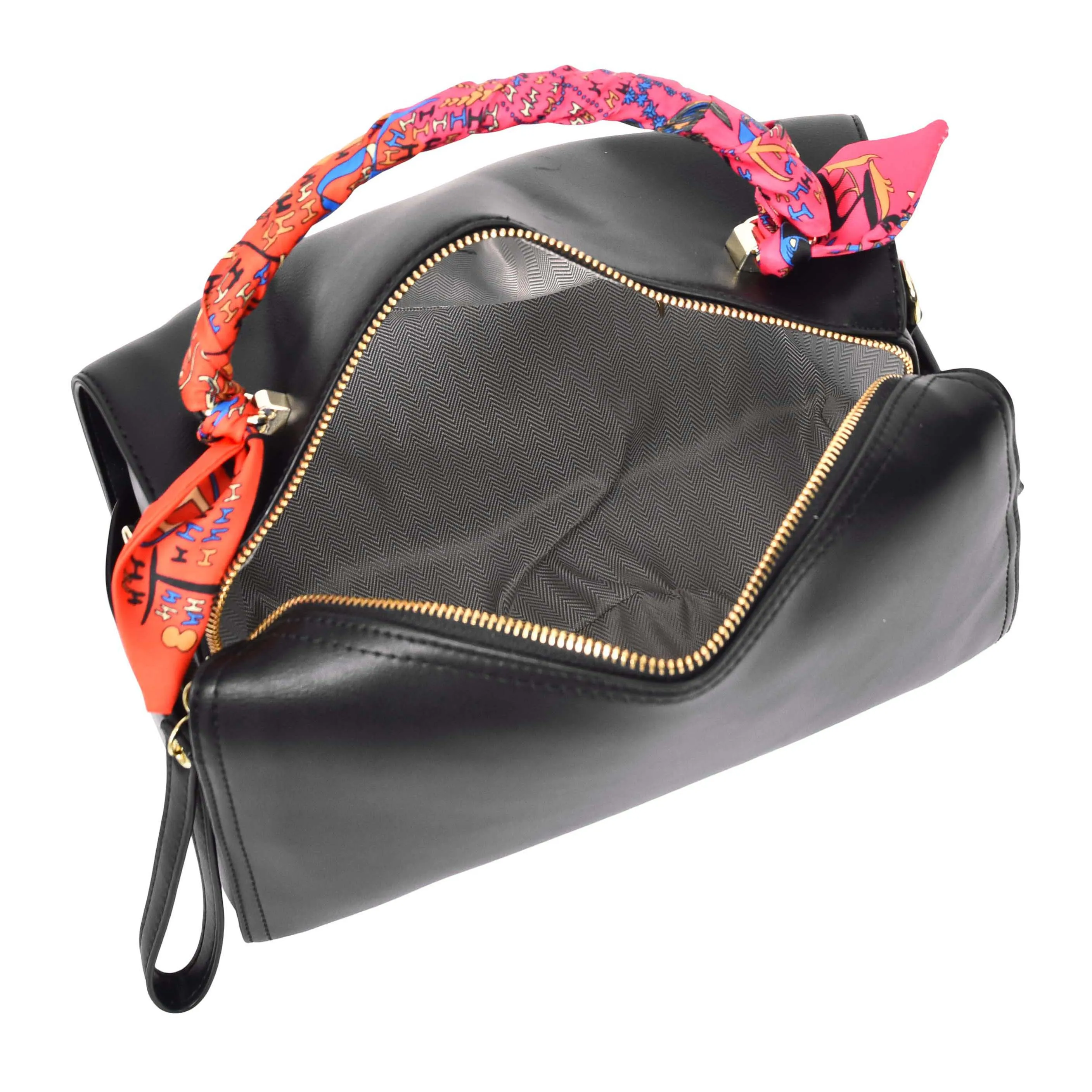 Women's Faux Leather Handbag Cross Body Casual Fashion Barrel Bag A890 Black