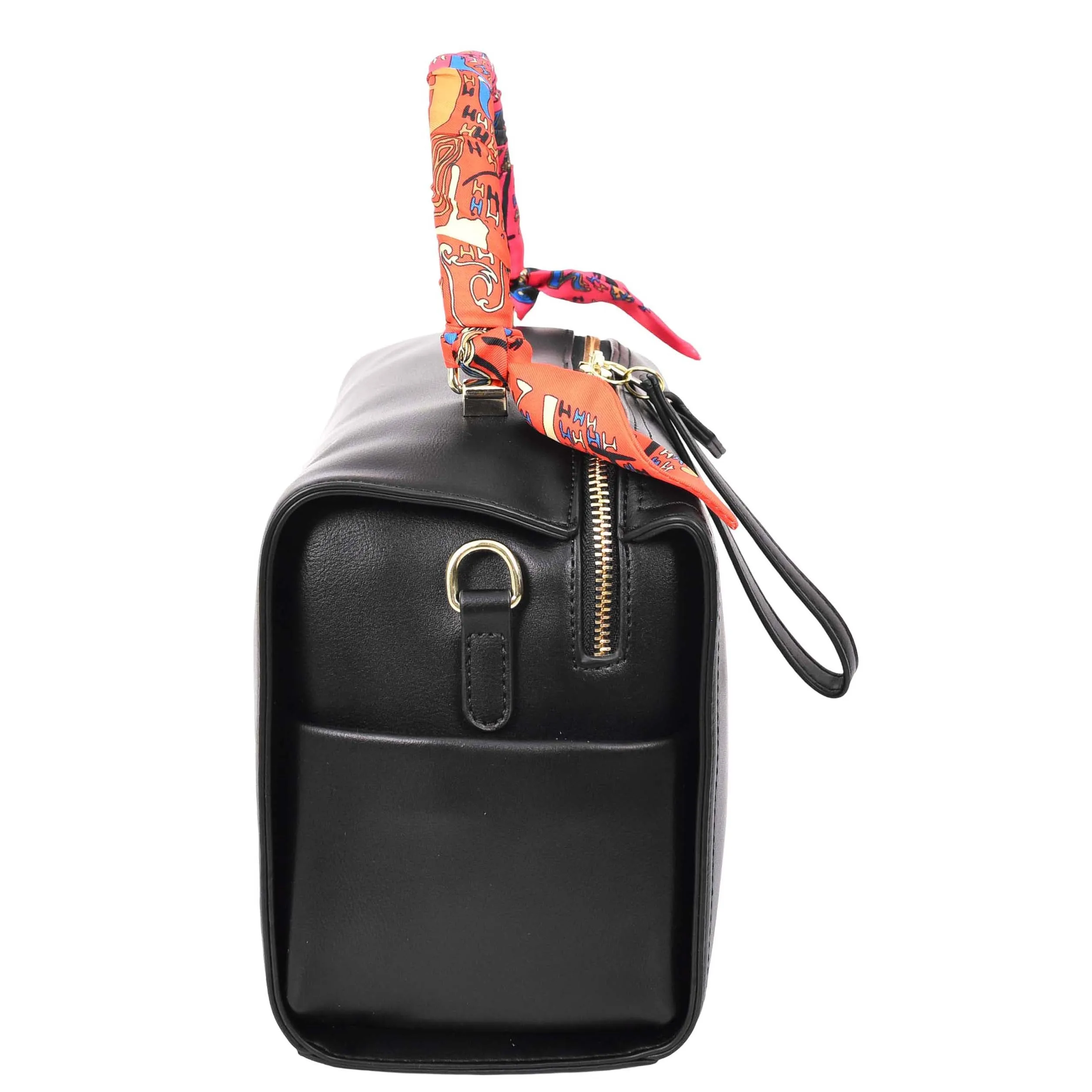Women's Faux Leather Handbag Cross Body Casual Fashion Barrel Bag A890 Black