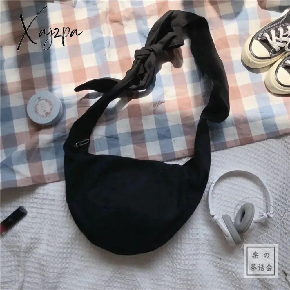 Xajzpa - Shoulder Bags Women Canvas Hobos Tie Designer Cross-body Shopping Handbag Female Solid Large Capacity Underarm Bag Elegant Daily