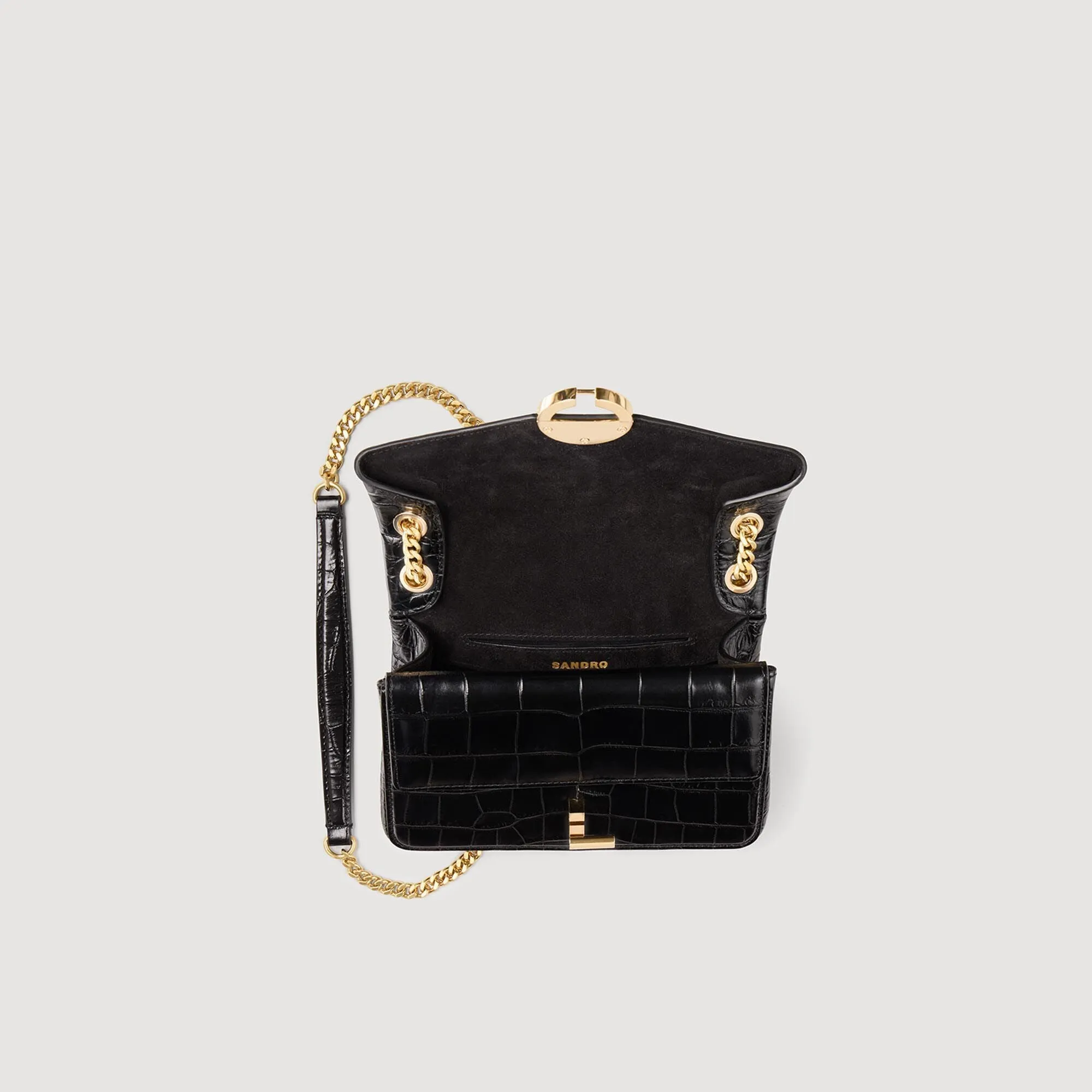 Yza Pm Mock Croc Leather Yza Bag Black